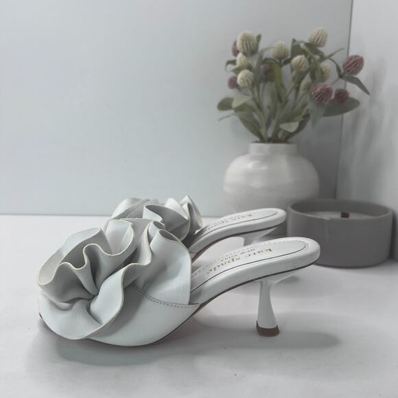 Kate Spade Flourish Flower Slide Leather Mule Sandals White Women's US 5.5 B - Picture 2 of 10